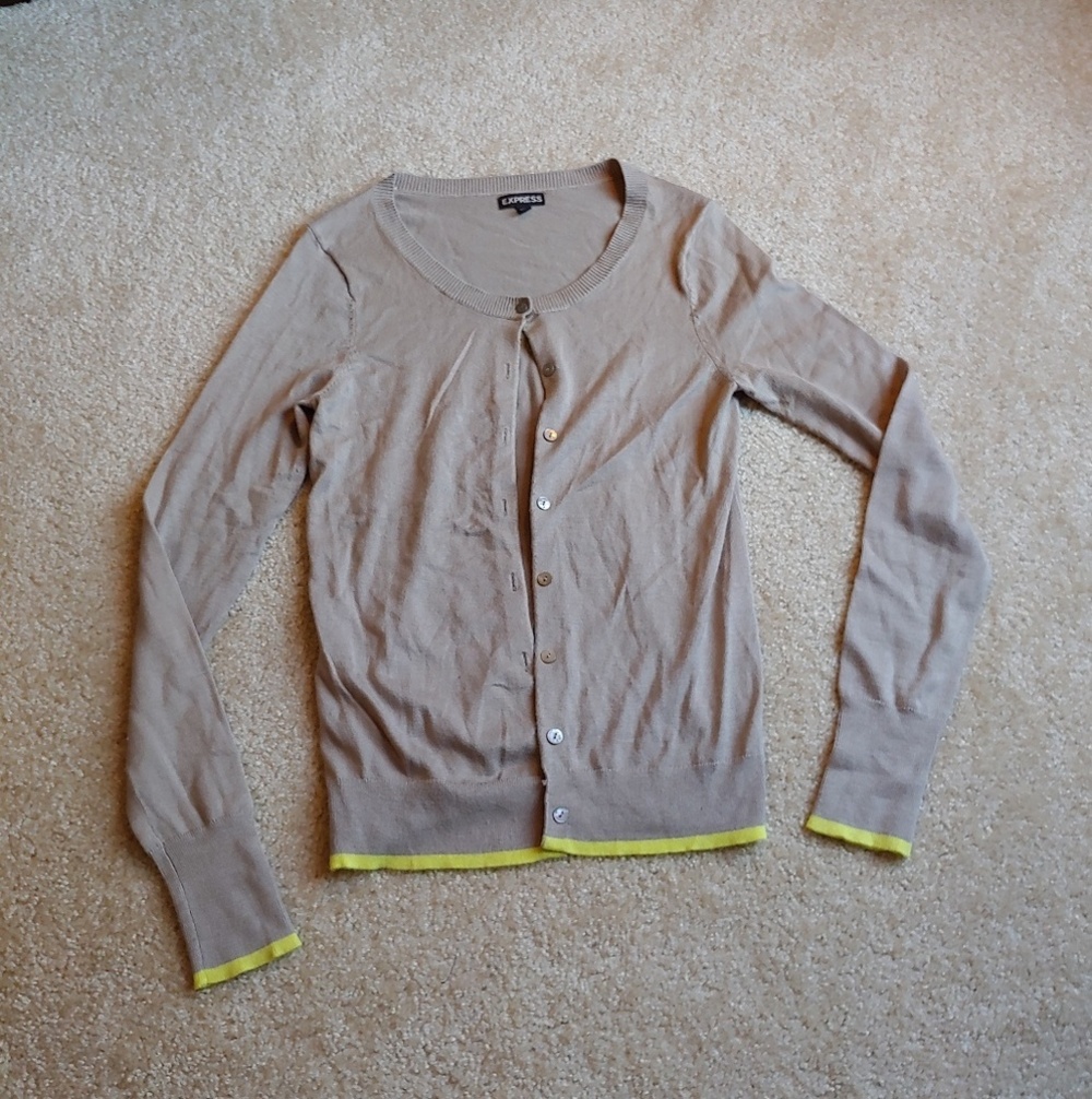 Express tan & yellow button down cardigan